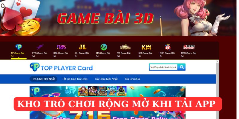 Kho trò chơi luôn rộng mở khi bet thủ download ứng dụng thành công 